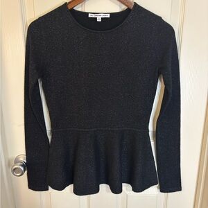 The Cashmere Project Black Cashmere Peplum Sweater | Holiday NYE